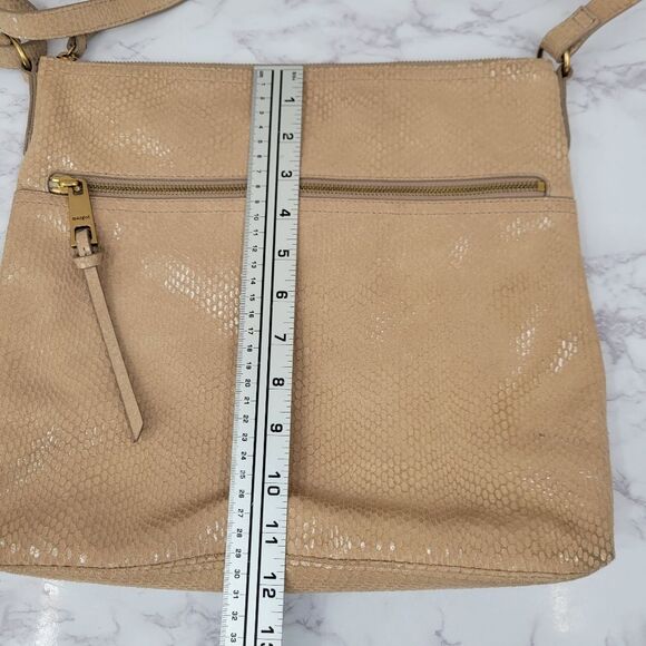 Margot Leather Snakeskin Snake Print Embossed Beige Crossbody Bag - Picture 3 of 16